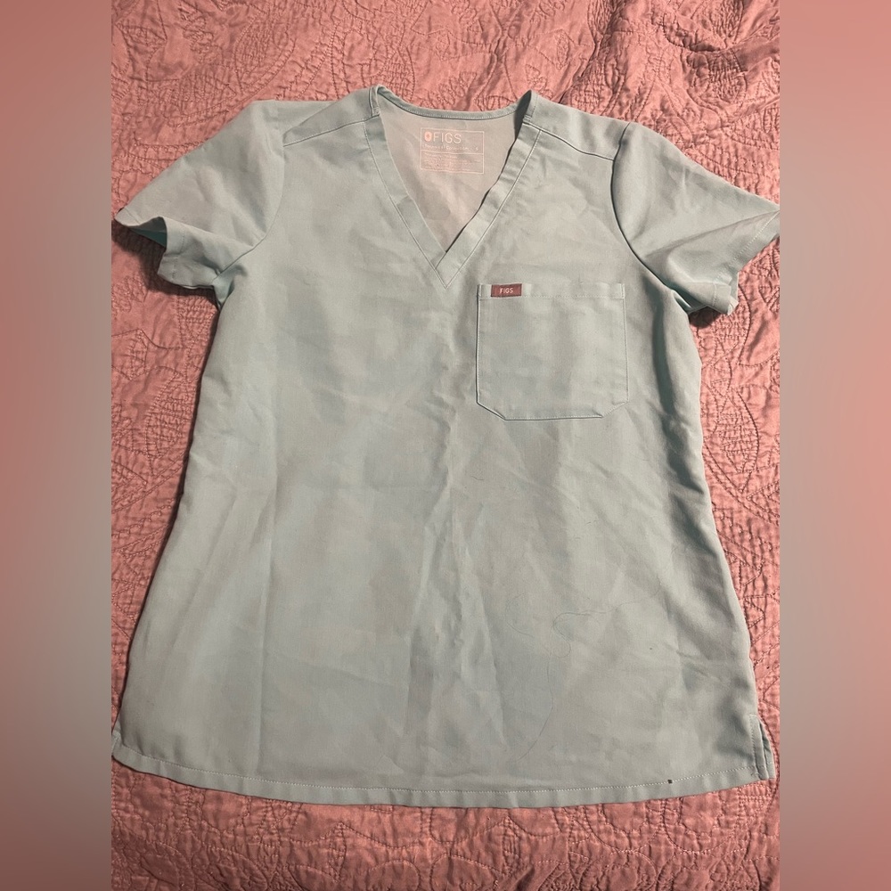 Figs Teal Blue Catarina Scrub Top
